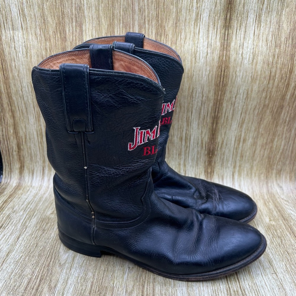 Nocona Boots x Jim Beam Black‎ Cowboy Boots Men's 10 D Black Embroidered NB4001